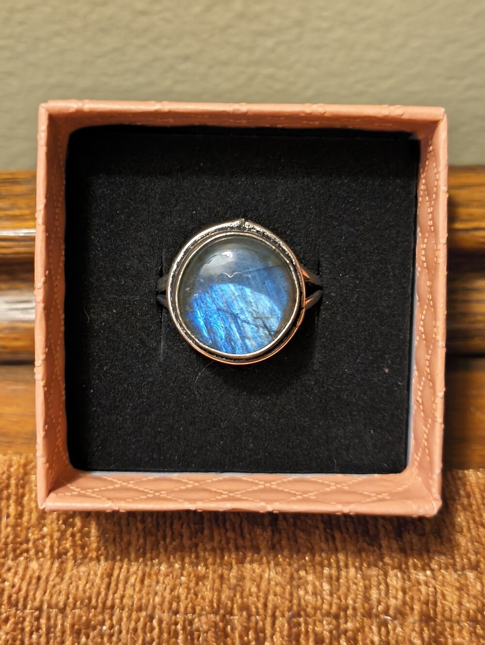 Blue Labradorite Ring Natural Gemstone Jewelry 925 Sterling Silver with Box